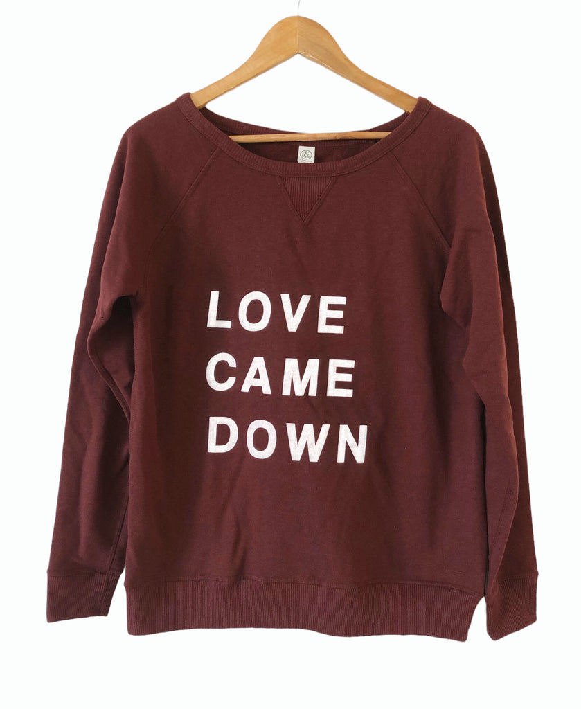 LOVE CAME DOWN VINTAGE RED FRENCH-TERRY SWEATSHIRT