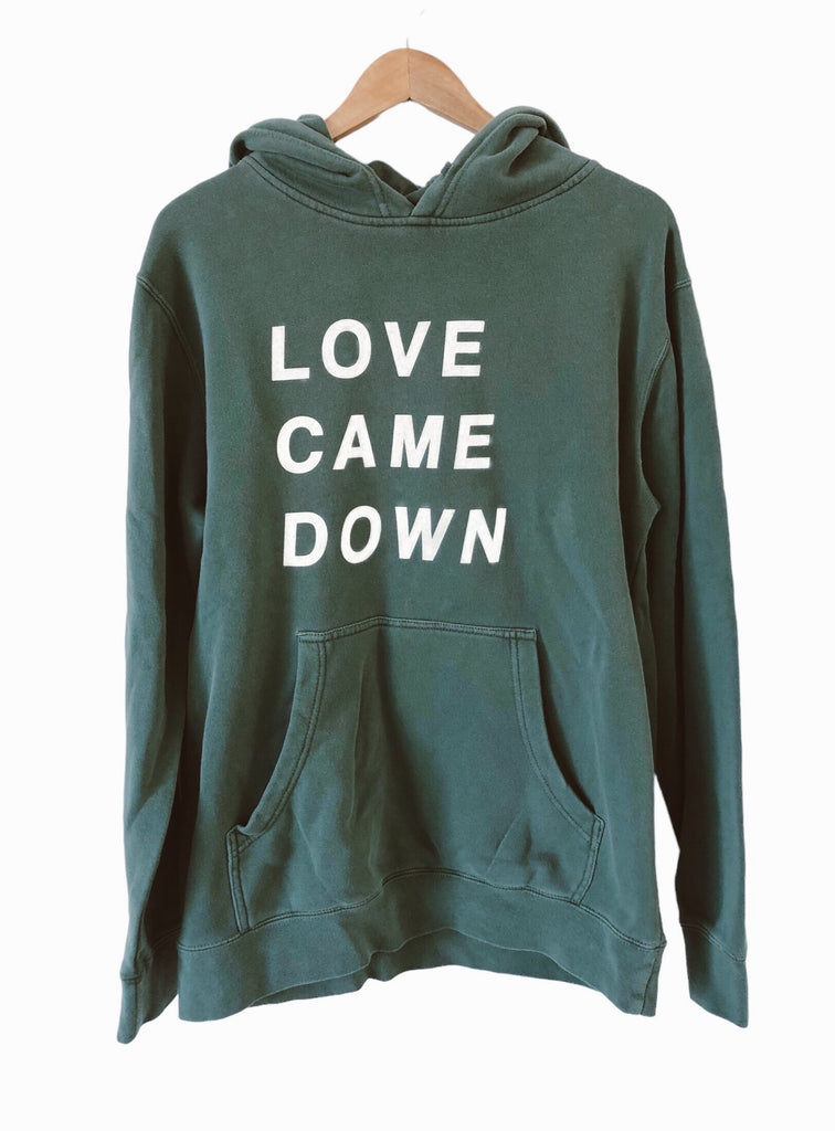 LOVE CAME DOWN VINTAGE FOREST GREEN URBAN HOODIE