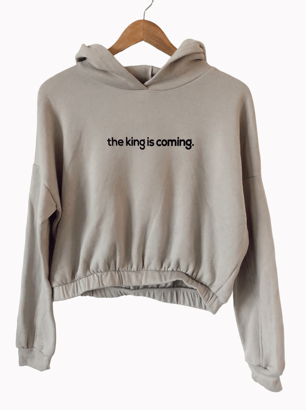 THE KING IS COMING HEATHER DUST WOMEN'S CINCHED BOTTOM HOODIE