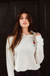HE ROSE EMBROIDERED CREAM CROPPED HOODIE