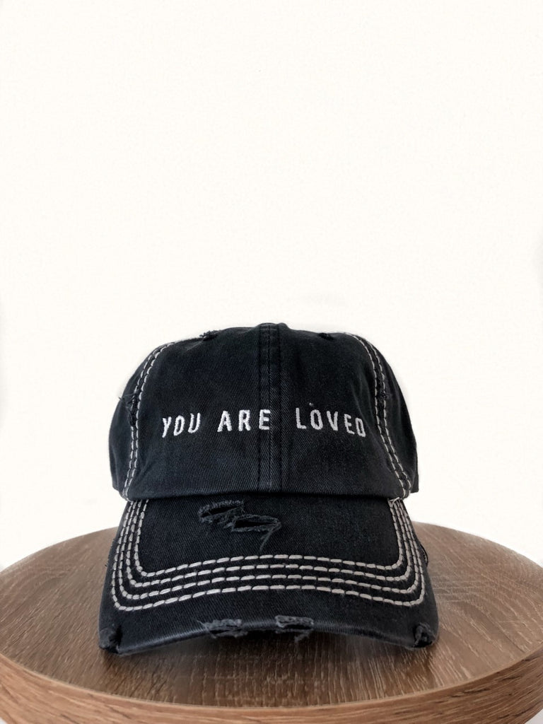 YOU ARE LOVED DARK GREY DISTRESSED CAP