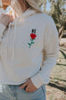HE ROSE EMBROIDERED CREAM CROPPED HOODIE